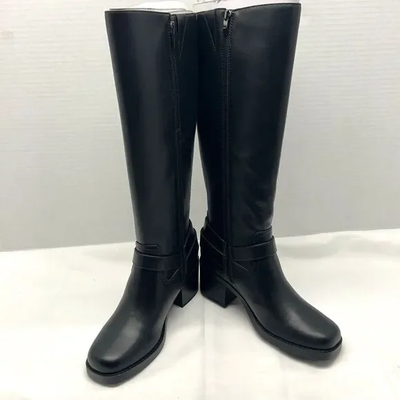 MARC FISHER Laile2 Block Heel Knee High Harness Motocycle Boots Brown SZ 9 NEW - Picture 1 of 10